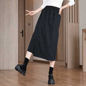 Fall 2024 High Waist Wide Leg Pants Casual Straight Cut Breathable Loose Versatile Non See through Elegant Knee Length Trousers