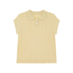 Polo Collar Ribbed Soft Summer T-shirt