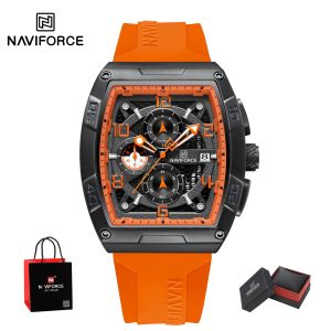 Naviforce | NAVIFORCE Male Luxury Quartz Watch Multifunction Large Dial PU Strap Clocks Unique Design Casual Fashion Man Wristwatch Gift Box