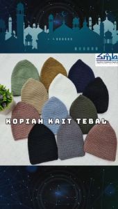 (PMN) Kopiah Kait Benang Tebal Lelaki | Kopiah Solat Selesa & Sejuk | Handmade Knit Muslim Cap