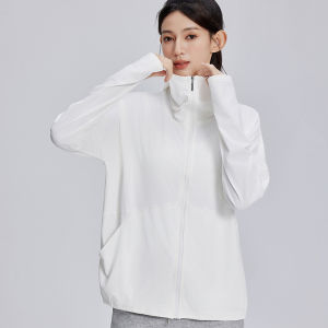 Womens Summer 2024 New Light Breathable Outdoor UV Protection Ice Silk Open Cardigan Sunscreen Clothing Thin Nylon Spandex