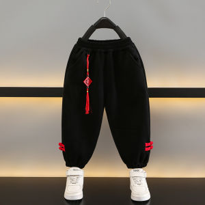 Boys Winter Fleece Lined Trousers Childrens Traditional Costume Casual New Years Outfit Festive Pendant Baby Boy Clothes