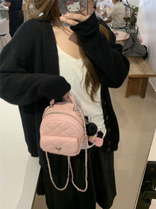 2025 New Mini Diamond Grid Chain Dual Shoulder Bag Womens Pink Versatile Simple Summer Backpack Casual Style Handbag