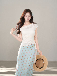 YIKEXIAOYEMEI | Áo Thun Knit Tay Ngắn Cổ Trụ Đa Năng Giúp Gọn Người