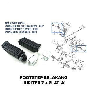 Footstep Belakang Jupiter Z + Plat "A" - Futstep Postep Barstep Pijakan Kaki Belakang Yamaha Jupiter MX Vega R New