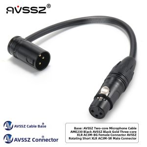 AVSSZ XLR Handle L-Shaped Bend Cannon Public to Mother Microphone Audio Line Short Plated Gold FX3 Balanced Line Pure Copper