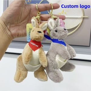 Kangaroo Pocket Plush Keychain Doll Girls Gift Soft Toy Small Figure Logo Bag Accessory Hanging Decoration Home Garden