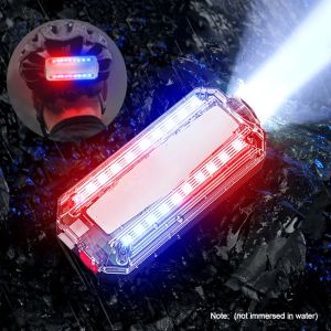 Red&Blue LED Strobe Warning Light Police Shoulder Clip Flashlight Outdoor Running Light USB Rechargeable Safety Helmet Work Lamp