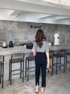 Smoke Tube Thin Plus Size Ladies Ninth Casual High Waist Suit Pants