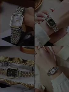 Square Womens Dual Color Alloy Watch Strap with Steel Strap and Quartz Watch