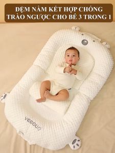 Đệm ngủ kết hợp 2 lớp vải (sire đại) dành cho trẻ sơ sinh từ 0 đến 4 tuổisản phẩm gồm 4 chi tiết cho bé