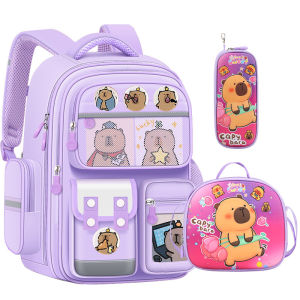 Capybara Children School Bags For Boys Girls Kids Alleviate Burden Protecting Spine Widen Straps School Backpack School Book Bag