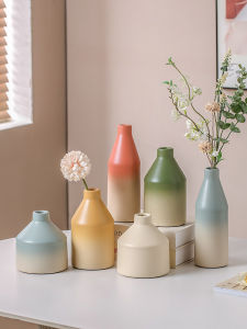 Nordic Style Gradient Color Morandi Ceramic Flower Vase Luxury Hydroponic Decoration Living Room Decorative Ornaments