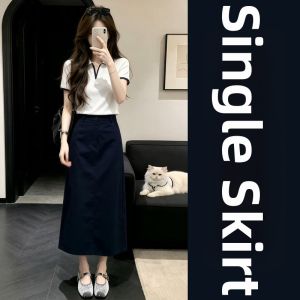 SENWA | White Womens Polo Shirt Long Skirt Set