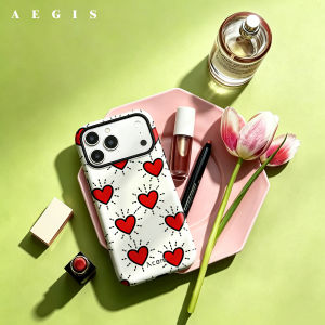 Potdemiel | Retro Simple Bold Red Doodle Double Layer Hard Shell for iPhone 17 16 15 14 Plus 13 Pro Max Anti-Drop Shockproof PC Case