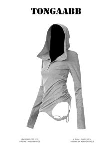 American Retro Design Hat Hoodie Womens Slimming Street Style Base Shirt Spring Long Sleeve T-Shirt for All Body Types