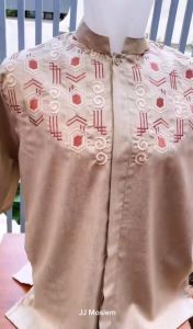 Baju Koko Bordir Pria Lengan Pendek Bahan Katun Madinah Size M L XL