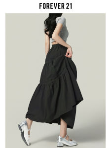 Forever21 Retro French High Waist Black A-Line Mini Skirt Womens Design Sense Hanging Long Cake Skirt Style Casual Loose Fit