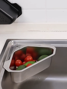 Kitchen Stainless Steel Triangular Sink Strainer Drain Fruit Vegetable Drainer Basket Storage Rack Kitchen Sink Organizer Kitchen Drain Tool