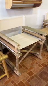 เก้าอี้ไม้ไผ่  กว้าง 65 ลึก 72 สูง 83 cm  พื้น ผนักผิง ผ้าใบ  เก้าอี้พับ เก้าอี้สนามพกพา เก้าอี้พับได้ ปิคนิคกลางแจ้ง