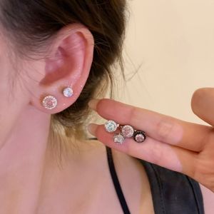 Ultra-Shiny Pure Silver Titanium Alloy Ear Studs Womens Medical Grade Steel Zirconia Ear Bone Studs Cochlea Studs Fashion Jewelry