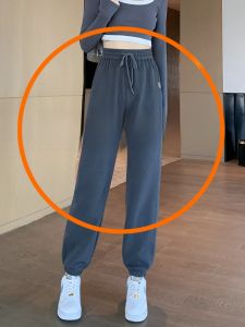 สีเทาผู้หญิงกางเกงกีฬาฤดูใบไม้ผลิฤดูใบไม้ร่วง SLIM FIT กางเกง 145 ซม.150 ซม.ผ้าฝ้าย Cuffed ข้อเท้าความยาว Workwear