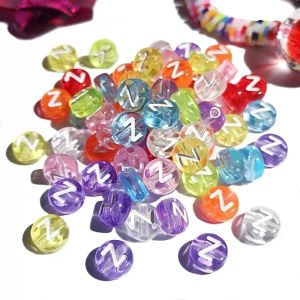 100-500PCS Acrylic 26 A-Z Letter Beads Transparent Colorful Alphabet Beads for Jewelry Making DIY Bracelet Necklace Accessories