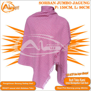 SORBAN KATUN JUMBO HAJI SURBAN SANTRI STANDAR SORBAN MOTIF JAGUNG MERAH