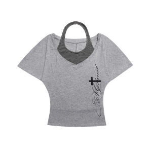 OCTTFLAB | American Casual V-neck Short Sleeve T-Shirt Loose and Slim-fit 2-piece Top
