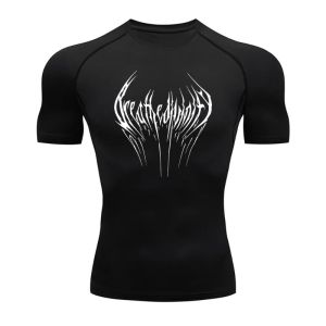 Summer Compression Short Sleeve for Men Fitness T-Shirt Running Quick-Dry Top Gym Workout High Elasticity Bodybuilding Tight Fit
