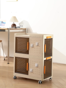 [SG Stock]Foldable Storage Cabinet With Pegboard Multifunctional Removable Floor Standing Clothes Storage Books Snacks