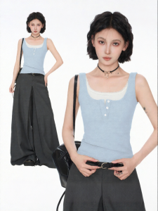 BAIDAIFEI | Lace Sleeveless Wide Strap Tank Top Vest