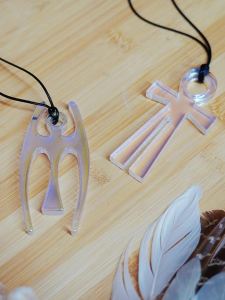 Mặt dây chuyền Ankh pha lê 2 trong 1 & chuông cầm tay-dây chuyền thập giá bằng thạch anh tự nhiên dùng cho liệu pháp âm thanh thiền định yoga và bùa hộ mệnh bảo vệ năng lượng