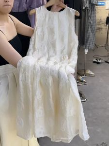 plus Size French Style Sleeveless Dress Slimming Vest Summer Casual Loose A-Line Skirt for Women over 300 Pounds