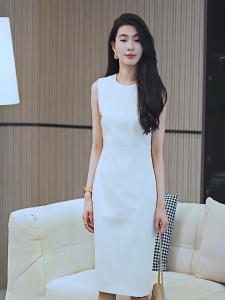 Đầm ôm công sở không tay thiết kế cổ tròn tinh tế tôn dáng thanh lịch chất liệu cao cấp