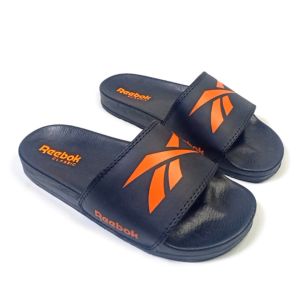 Sendal Slop Sandal Selop Casual Reebok Pria Wanita Tipe Slip On Warna Hitam List Orange Premium