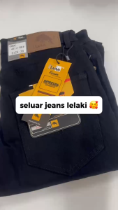 Seluar Panjang Jeans Lelaki Kerja SlimCut Kain Cotton Getah 28-50 Besar #4414 HITAM