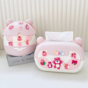 Cute Cartoon Mini Desktop Trash Can Small Size with Lid Home Office Desktop Storage Bucket Waste Paper Basket round Barrel Shape