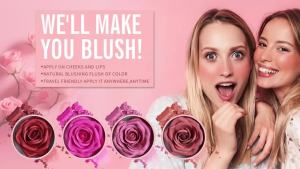 4-Color Rose Petal BlushWaterproof Blush CreamNatural FinishLight CoveragePerfect Gift for Christmas and Valentines Day