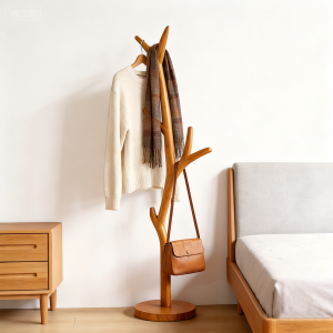 Japanese Simple Wooden Free-standing Clothes Rack