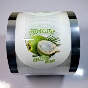 {เกรด A  ชนิดเจาะง่าย ขนาด 2000 ดวง} ลายมะพร้าวน้ำหอม ฟิล์มฝาแก้วพลาสติก ม้วนฟิล์มซีลฝาแก้วชานมไข่มุก CupFilm