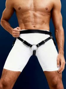 Men Punk PU Leather Adjustable Waist‑Thigh Harness Fashion Decor Accessory for Carnival Rave Festival Holiday & Themed Party
