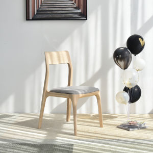 QINGMUTANG | White Wax Wood Solid Chair Japanese Simplicity Style Soft Padded Seat Armless