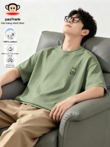Paul Frank | Áo Thun Nam Tay Ngắn Cotton Xanh Mùa Hè Rộng Rãi Cổ Tròn Chống Khuẩn