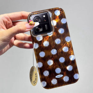 Korean Brown Circular Dots Women Girls For Xiaomi 13T 14T Pro 11 Lite NE Poco X5 X6 X7 M6 C65 C61 M5S Phone Case Shell TPU Cover