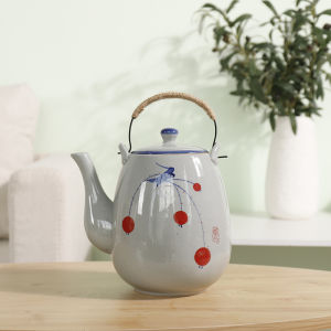 Large Ceramic Tea Pot Hand-Painted Rustic Japanese Style 2L 1.5L with Handle Restaurant Tea Brewing Pot Home Use Cold Water Pot