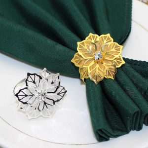 Rose Flower Metal Napkin Ring Western Restaurant High-End Feeling Holiday Cloth Napkin Clip Hotel Dining Utensils Accessories