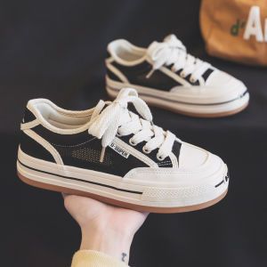 รองเท้าผ้าใบตาข่ายฤดูร้อนสำหรับผู้หญิง รองเท้าผ้าใบตาข่ายระบายอากาศได้ดี รองเท้าผ้าใบแบบลำลอง รองเท้าผ้าใบสีขาว รองเท้าผ้าใบส้นหนา