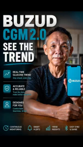 Buzud Continuous Glucose Monitoring System Sensor $ | 1 sensor | Real-time monitoring | 1440 readings/day | 15 days wear | Water resistant | App connected