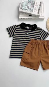 Baby boy clothing set t-shirt Cotton POLO shirt fashion casual seluar pendek kanak kanak 2 piece set